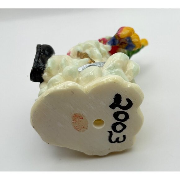 Vintage Sledding Snowman Christmas Figurine Green Hat Winter Fun - Picture 5 of 9